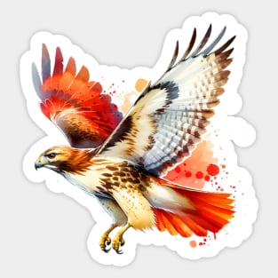 Watercolor Flying Red Tailed Hawk Sticker